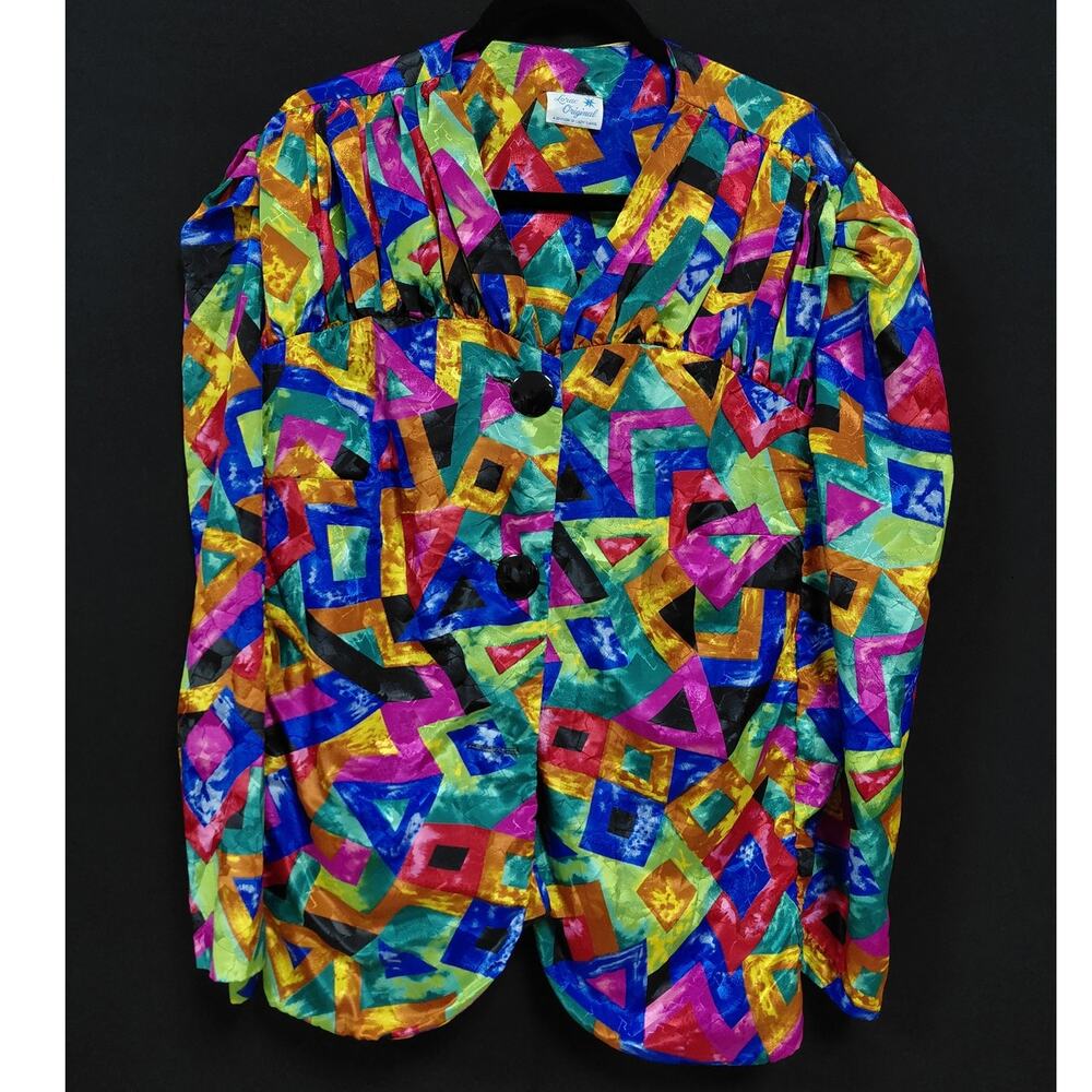 Lorac Original Multicolor Blazer Women Long Sleeve Geometric See Measurements